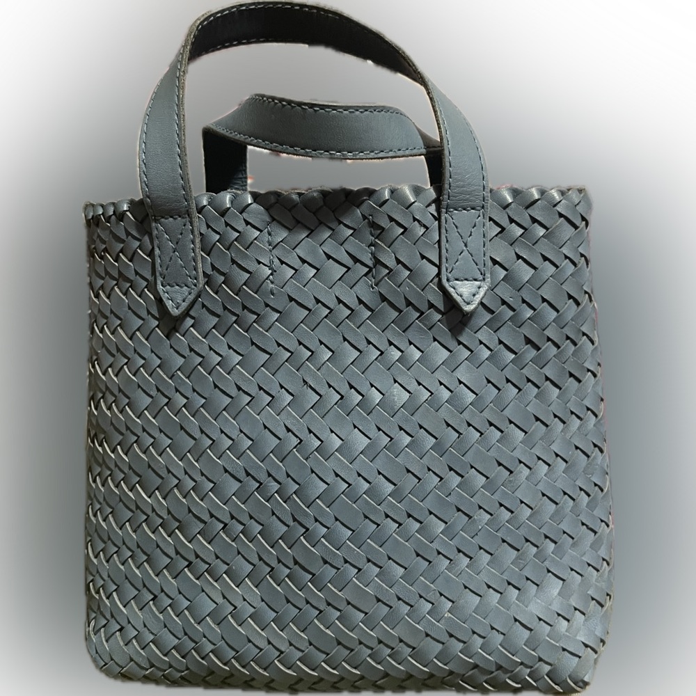 MADEWELL The Small Transport Crossbody: Woven Leather Edition Blue NWT